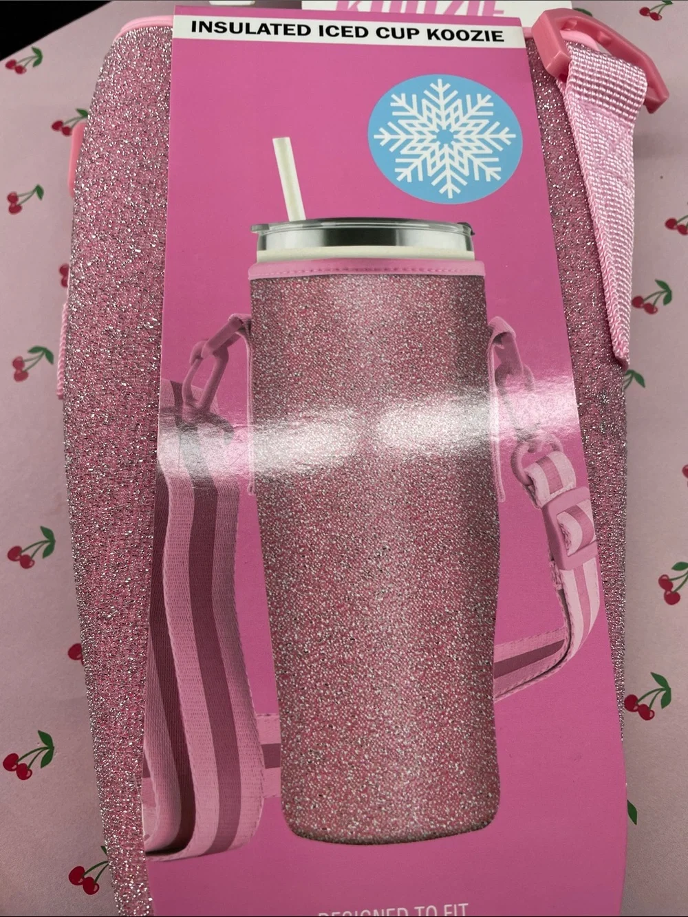 Insulated Tumbler Koozie - Pink Glitter